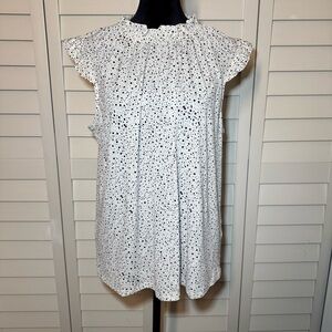 NWT Adrianna Papell Ruffle Mock Neck Sleeveless Blouse Size L